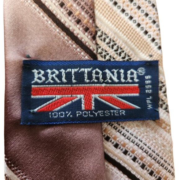 Brittania Men’s Tie – 135cm x 7cm – Vintage Striped Polyester Necktie - Picture 2 of 4